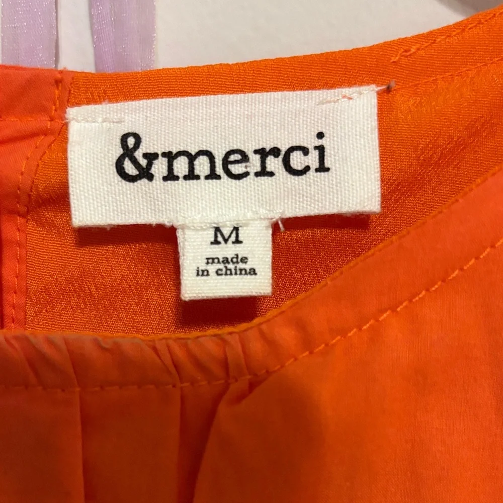 &merci Orange Puff-Sleeve Peplum Blouse - Picture 2 of 2